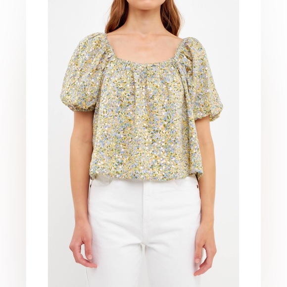 Free The Roses Women's Floral Print with Sequins Top - M - Picture 1 of 2